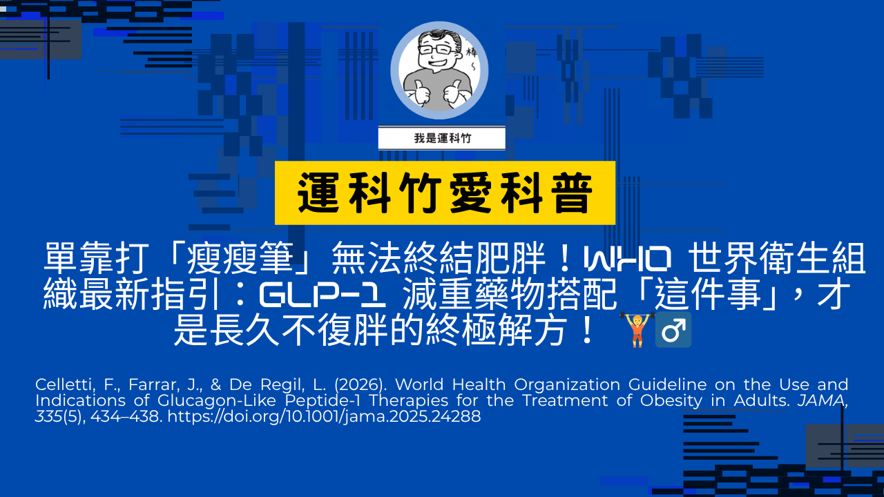 【運科竹愛科普｜單靠打「瘦瘦筆」無法終結肥胖！WHO 世界衛生組織最新指引：搭配「這件事」，才是王道！】