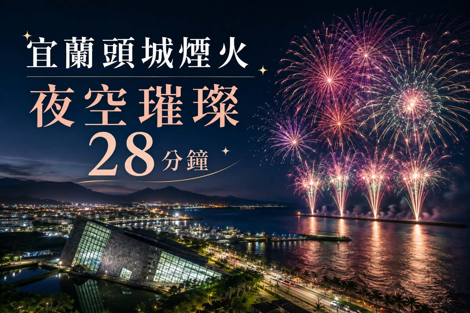 宜蘭夜空最浪漫的28分鐘！頭城煙火節9月登場，250台無人機點亮海岸