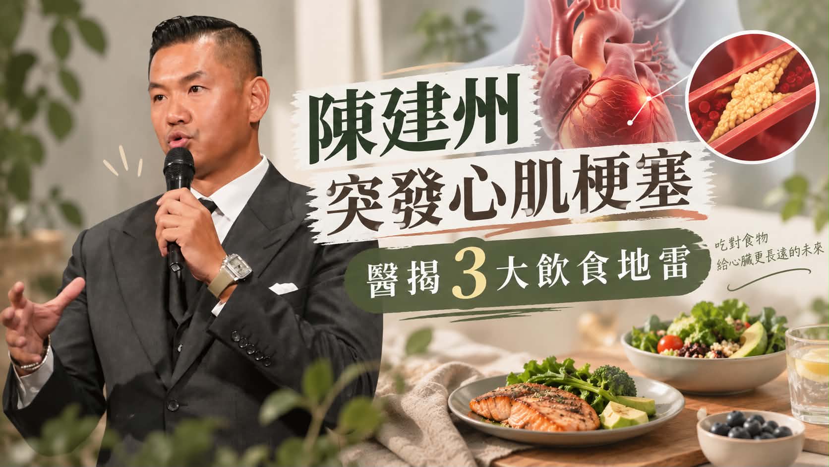 陳建州49歲突心肌梗塞!血管堵90% 別等胸痛才警覺「護心飲食4招」